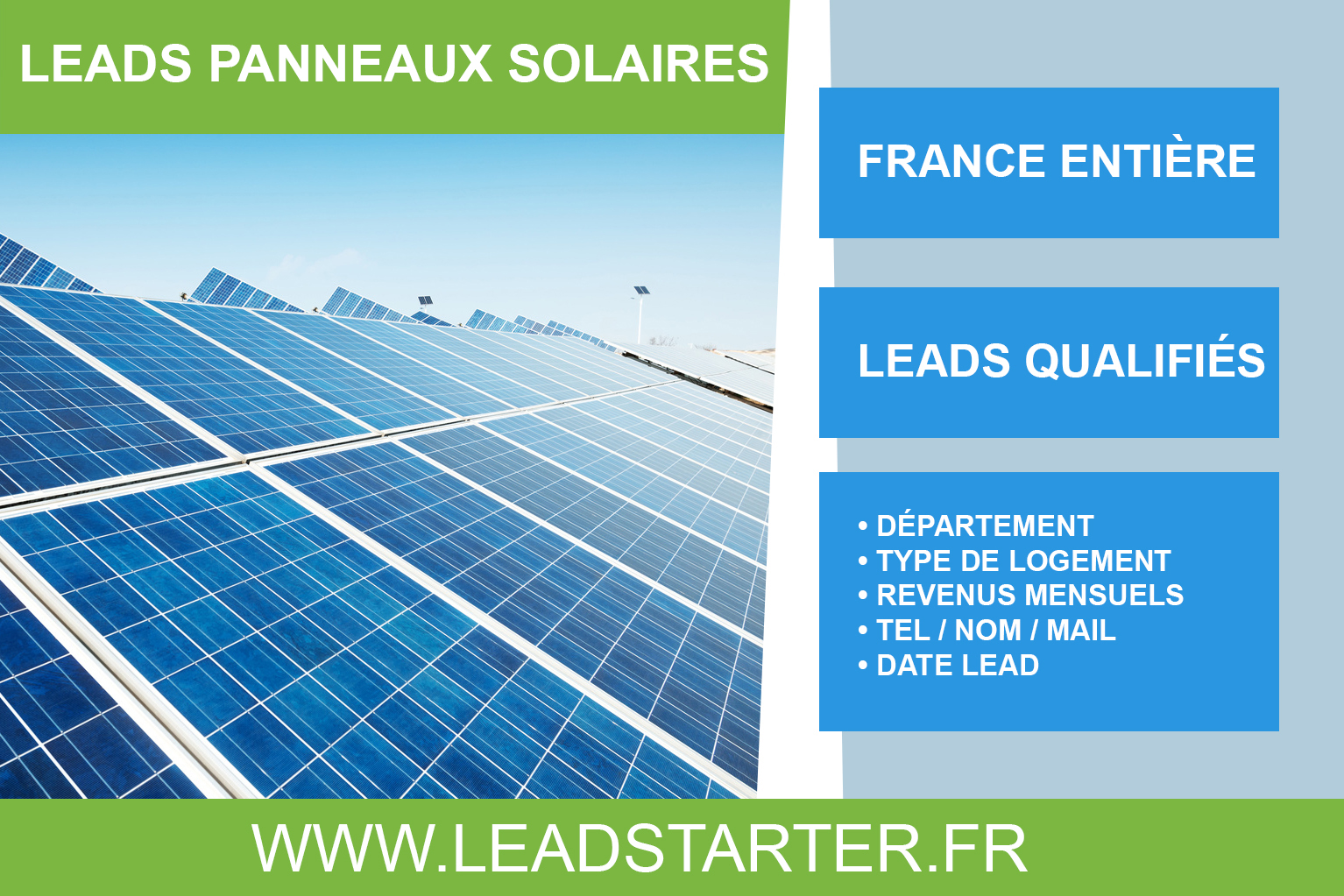 générez des leads qualifiés pour l'installation de panneaux solaires avec nos services de marketing spécialisés.