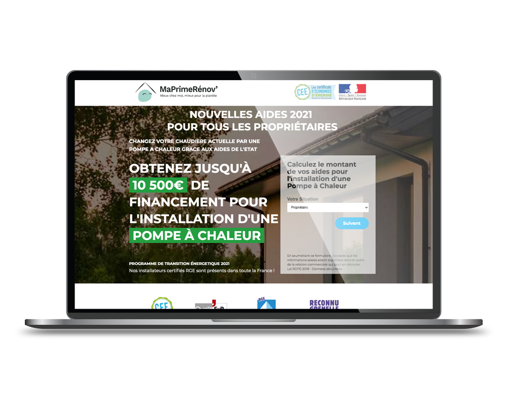 découvrez notre landing page dédiée aux pompes à chaleur, conçue pour générer des leads qualifiés. obtenez des informations détaillées sur les avantages des pompes à chaleur, nos offres exclusives et comment bénéficier d'une installation efficace et écologique. transformez votre projet de chauffage en réalité avec nous !