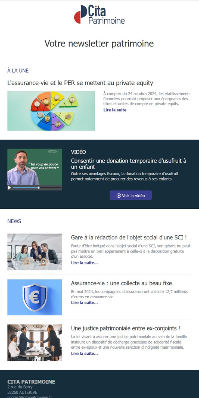 découvrez notre newsletter dédiée à la gestion de patrimoine, conçue pour vous aider à générer des leads qualifiés. recevez des conseils d'experts, des analyses de marché et des stratégies innovantes pour optimiser vos investissements et sécuriser votre avenir financier.